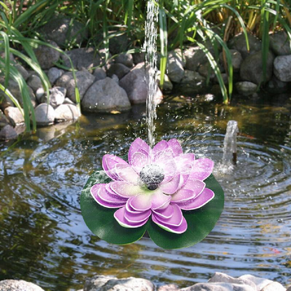 Water Lily Solar Powered Fountain Kit - Garden Pond Birdbath Outdoor Backyard Landscape Decor