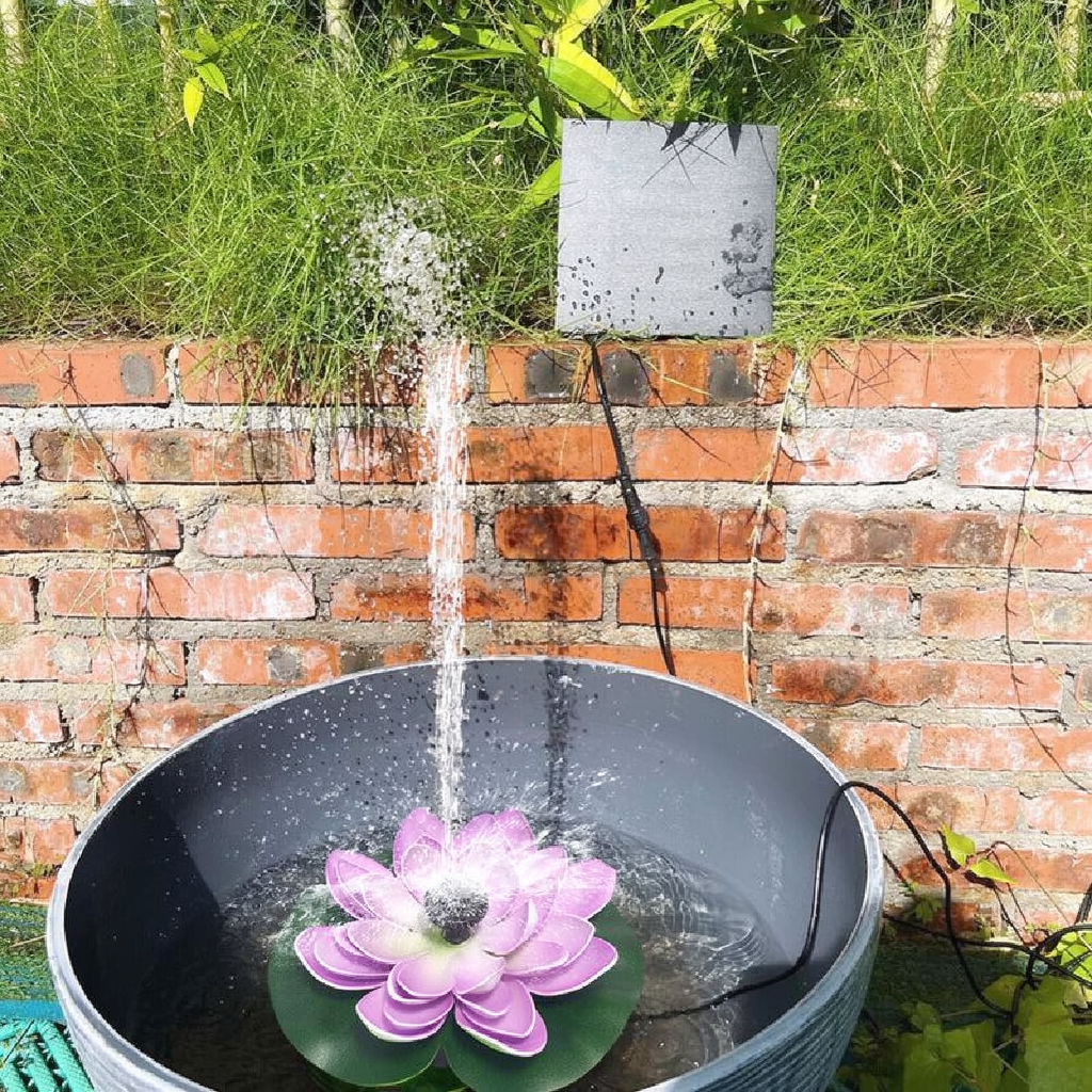 Water Lily Solar Powered Fountain Kit - Garden Pond Birdbath Outdoor Backyard Landscape Decor