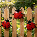Whimsical Metal Ladybug Garden Wall Decor  -  3 Pack, Outdoor Fence Wall Decor