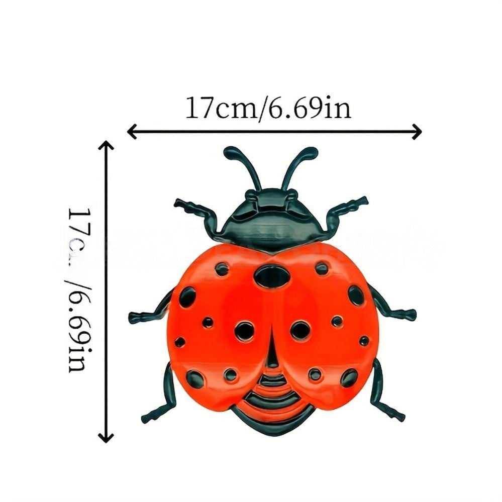 Whimsical Metal Ladybug Garden Wall Decor  -  3 Pack, Outdoor Fence Wall Decor