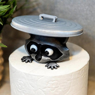 Whimsical Novelty Raccoon Toilet Roll Holder - Cute Bathroom Tissue Holder Decor