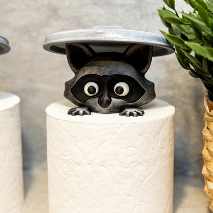 Whimsical Novelty Raccoon Toilet Roll Holder - Cute Bathroom Tissue Holder Decor