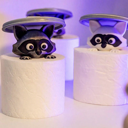 Whimsical Novelty Raccoon Toilet Roll Holder - Cute Bathroom Tissue Holder Decor