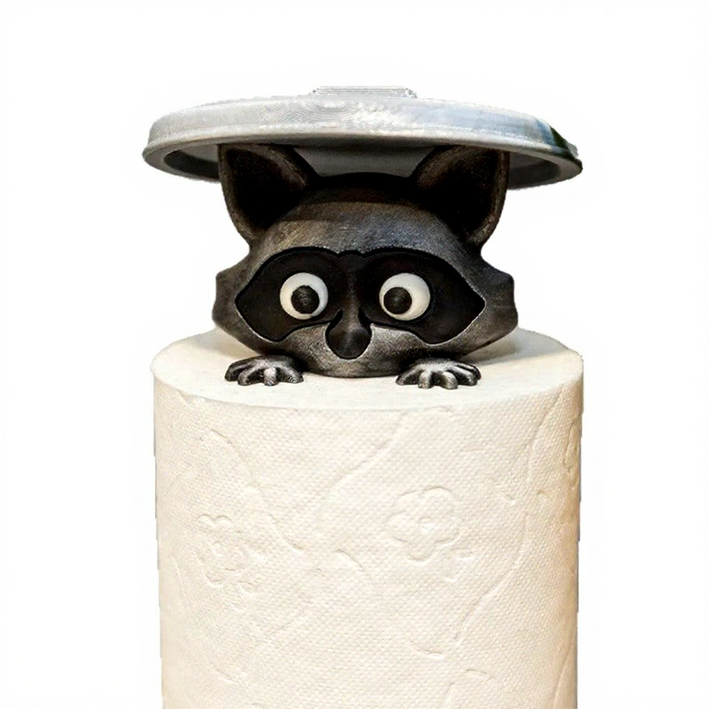 Whimsical Novelty Raccoon Toilet Roll Holder - Cute Bathroom Tissue Holder Decor