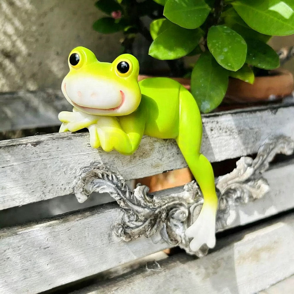 Whimsical Resin Frog Pot Hugger - Set of 2 , Flower Pot & Garden Decor-View 3-Next Deal Shop