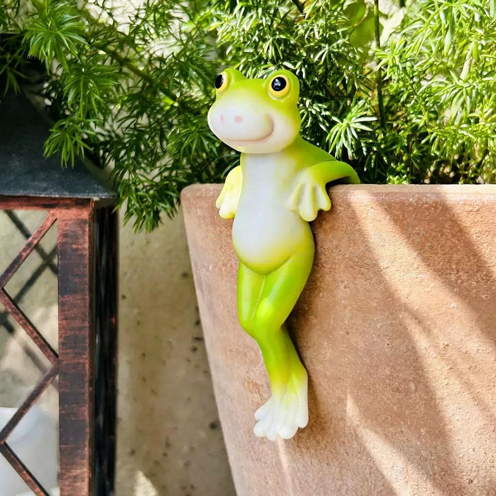 Whimsical Resin Frog Pot Hugger - Set of 2 , Flower Pot & Garden Decor-View 4-Next Deal Shop