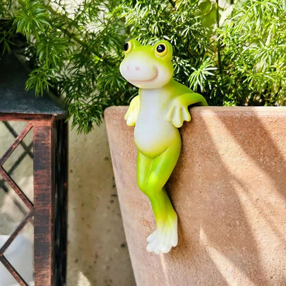 Whimsical Resin Frog Pot Hugger - Set of 2 , Flower Pot & Garden Decor-View 4-Next Deal Shop