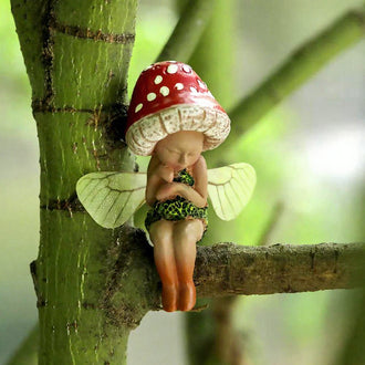 Whimsical Resin Sleeping Mushroom Fairy Figurine - Enchanted Garden & Shelf Decor