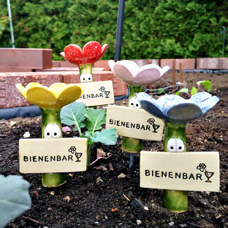 Whimsical Resin Wild Bee Drinkers ‑ Set of 4, Outdoor Garden Pollinator Watering Station
