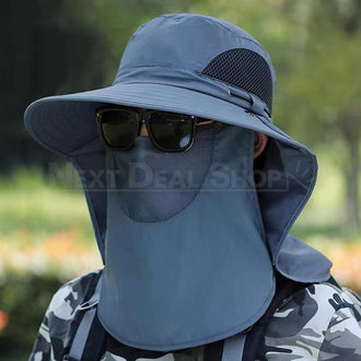 Wide Brim Sun Hat with Face Cover & Neck Flap