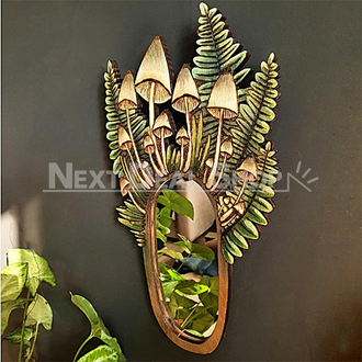Wooden Mushroom Forest Mirror