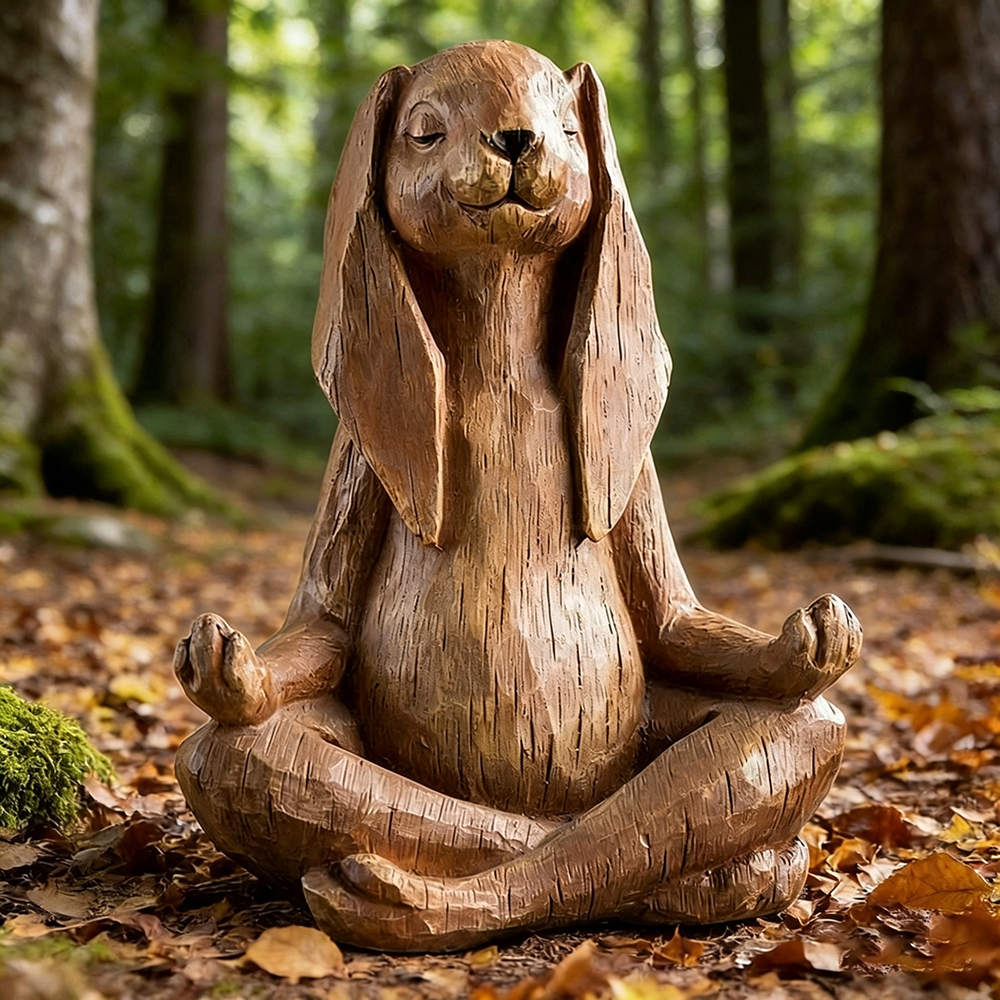 Zen Animal Resin Meditating Bunny Garden Statue - 4.7-Inch, Lawn & Yard Decor-View 2-Next Deal Shop