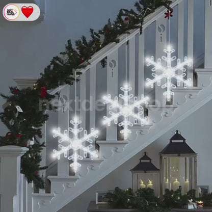 Battery Powered LED Snowflake Window Light with Suction Cup - 3 Pack, Home Window Xmas Holiday Party Wall Decor Lighting