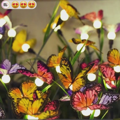 Solar Powered Butterfly Warm White LED Garden Stake Light - Weatherproof Outdoor Lawn Pathway Garden Lighting