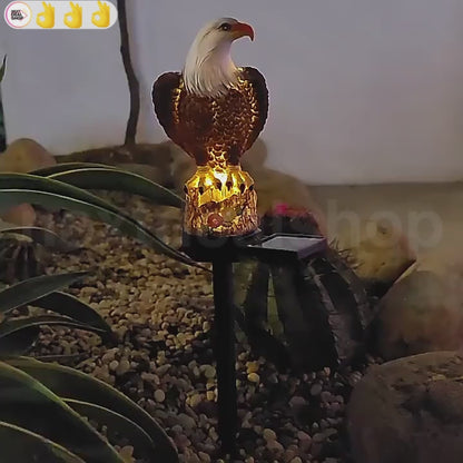 Solar Powered Eagle Warm White LED Garden Stake Light - Weatherproof Outdoor Lawn Pathway Garden Lighting