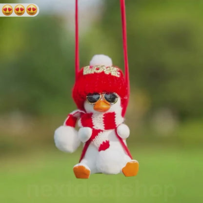 Funny Resin Duck Car Hanging Ornament - Cute Rearview Mirror Pendant for Vehicle Interior