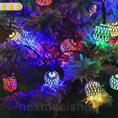 Solar Powered Multicolor LED Moroccan String Lights - Weatherproof Patio & Garden Lighting