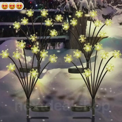 Solar Powered LED Snowflake Garden Stake Light - Weatherproof Yard Lawn Flower Bed Patio Outdoor Holiday Decor Lighting