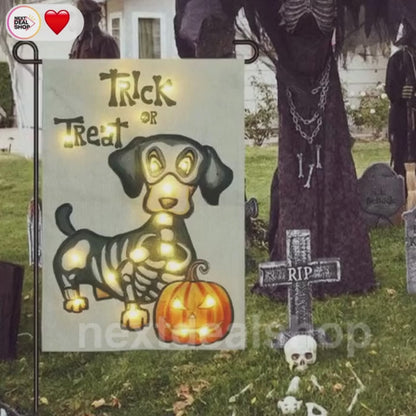 Solar Powered Led Pumpkin Puppy Garden Flag
