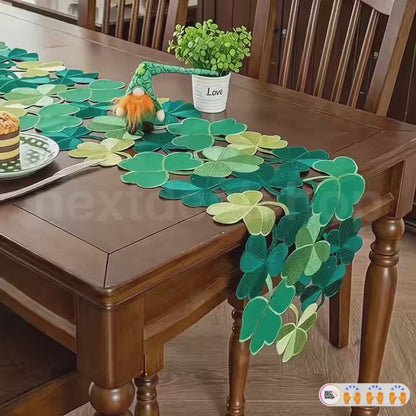 Embroidered Irish Clover Table Runner - 15×34 Inch, St.Patrick’s Day Novelty Dining Table Decor