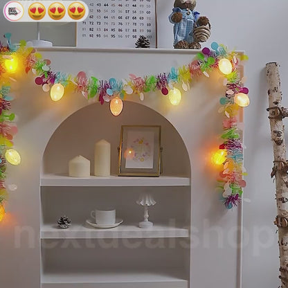 Battery Powered Light Up Easter Egg Tinsel Garland - Porch & Mantel Spring Holiday Decor