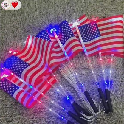 8-in-1 Patriotic Solar Powered LED US Flag Stake Lights Weatherproof Lawn & Pathway Lighting