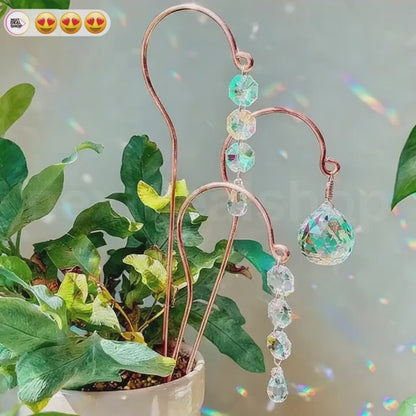 Crystal Suncatcher Plant Stake  -  Flower Bed & Planter Garden Decor