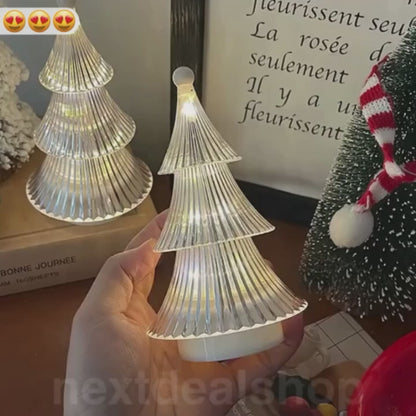 Battery Powered LED Crystal Christmas Tree Decoration - Home Table Shelf Xmas Indoor Holiday Festival Decor Lighting