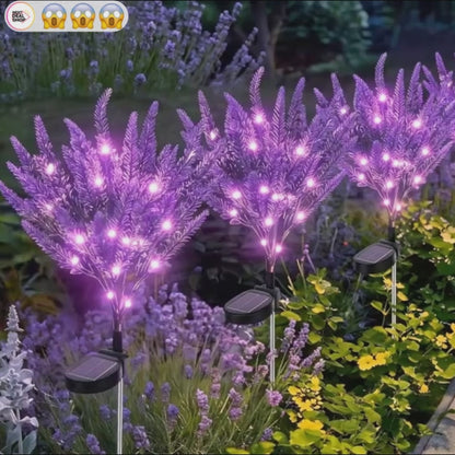 Solar Powered Purple LED Lavender Garden Stake Light - Pack of 2, Weatherproof Lawn Pathway Lighting