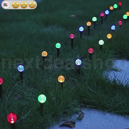 Solar Powered 20 LED Multicolor Bubble Globe Stake Lights - Waterproof Lawn Pathway Lighting