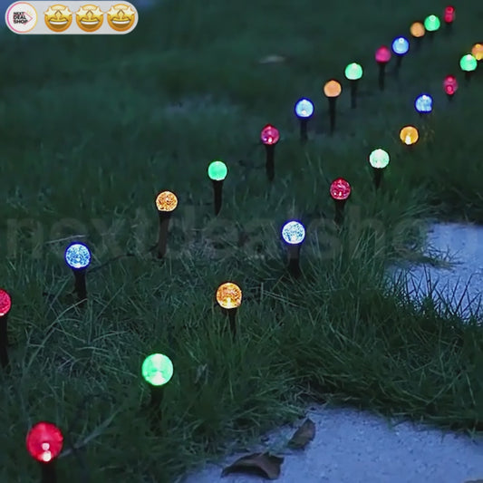 Solar Powered 20 LED Multicolor Bubble Globe Stake Lights - Waterproof Lawn Pathway Lighting