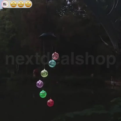 Solar Powered Disco Ball Wind Chime Light - Weatherproof Yard Garden Patio Backyard Outdoor Holiday Party Decor Lighting