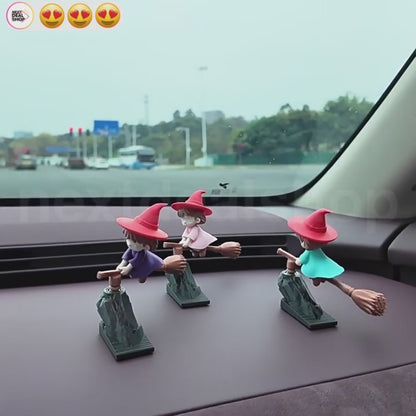 Funny Flying Witch Car Dashboard Ornament  -  Car Interior Decor