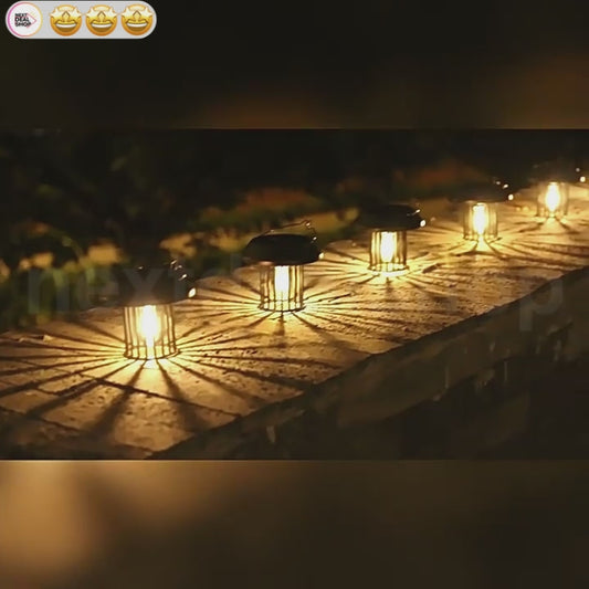 Solar Powered Vintage Tungsten Filament LED Lantern Light - Weatherproof Outdoor Patio Garden Decor Lighting