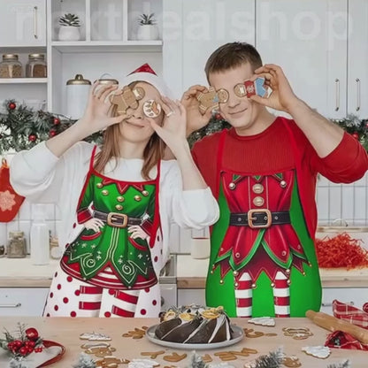 Christmas Themed Elf Apron -  Set of 4 , Holiday Kitchen Wear for Party Cooking