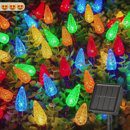 Solar Powered Multicolor LED Strawberry String Lights - Weatherproof Patio & Tree Accent Lighting