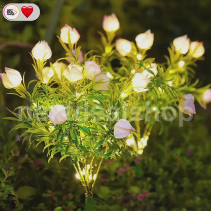 Solar Powered Gardenia Warm White LED Stake Light - Waterproof Outdoor Lawn Patio Garden Lighting