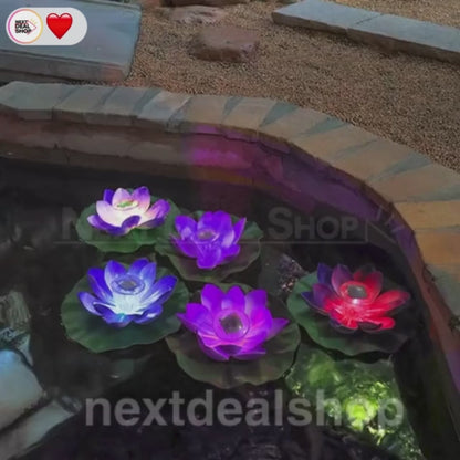 Solar Powered Zen Garden Water Lily Floating Light - Garden Pond Birdbath Outdoor Backyard Landscape Decor Lighting