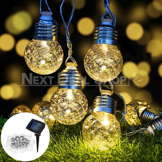 10 LEDs Solar Powered Crystal Globe String Light