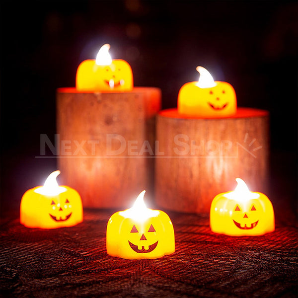 12 Pcs Halloween Flameless LED Pumpkin Flickering Candle Tealights
