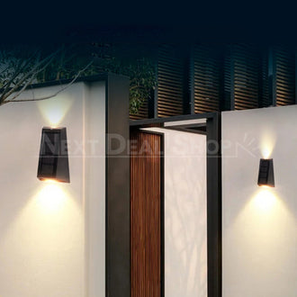 2 Pack - Solar Powered Up & Down Outdoor Wall Lamp