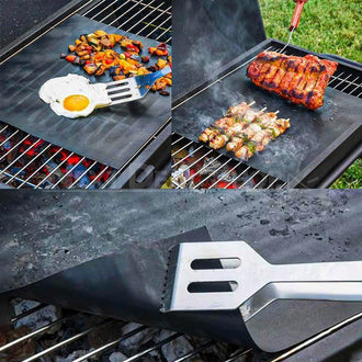 2 Pcs BBQ Non-Stick Grilling Mats - No More Messy Grills!