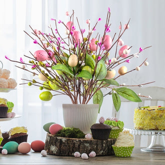 3 Pcs - Easter Egg & Berry Decorative Twigs