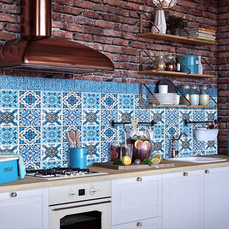 4 Pcs DIY Mediterranean Tile Stickers