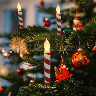 6 Pcs - Festive Flameless LED Flickering Striped Candles