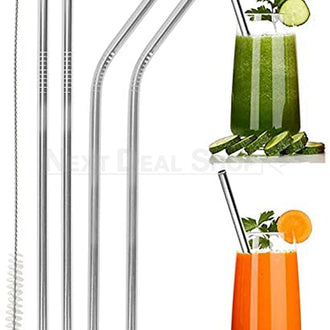 6 Pcs Stainless Steel Straw Set