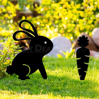 Bunny & Carrot Silhouette Garden Decor Set
