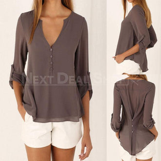 Casual Blouse with Clinched Back