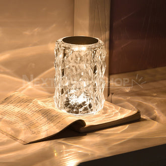Crystal Diamond Table Lamp with Rose Pattern