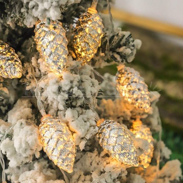 Dazzling Silver Pinecone LED String Lights (10 LEDs)